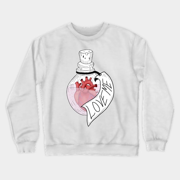 Love Potion - Anatmoical Heart In A Bottle Crewneck Sweatshirt by DesignsBySaxton